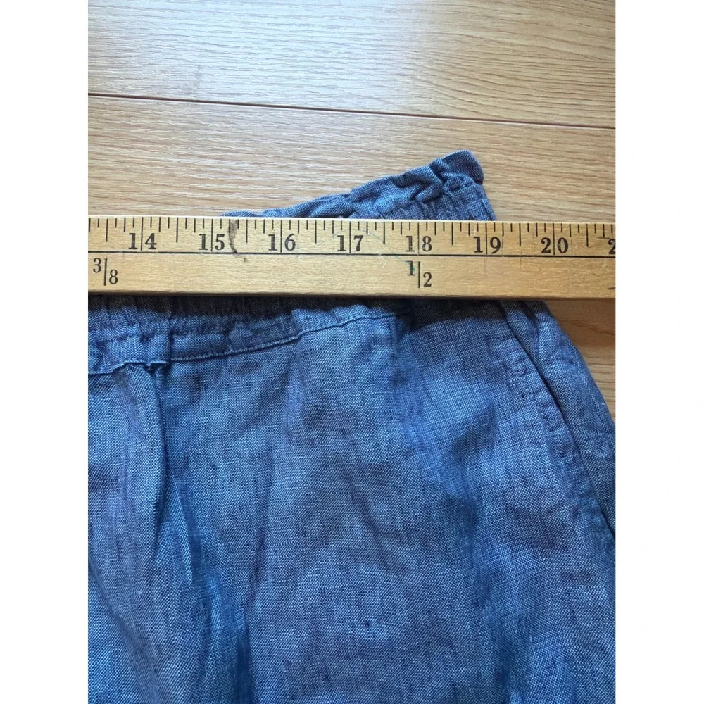Charter Club Luxury Linen Shorts Womens XXL Blue Elastic Paperbag Waist Relaxed - Picture 4 of 6